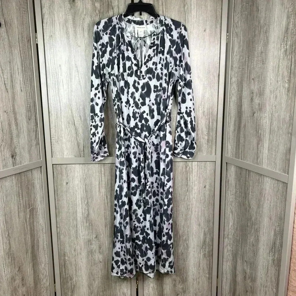 Cloth & Stone Midi Dress Animal Print Long Sleeves Ecovero Sz S - Picture 1 of 10